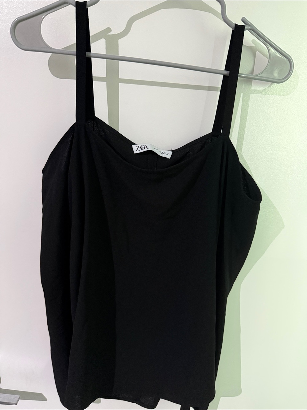 ZARA Black Spaghetti Strap Long Sleeve Top